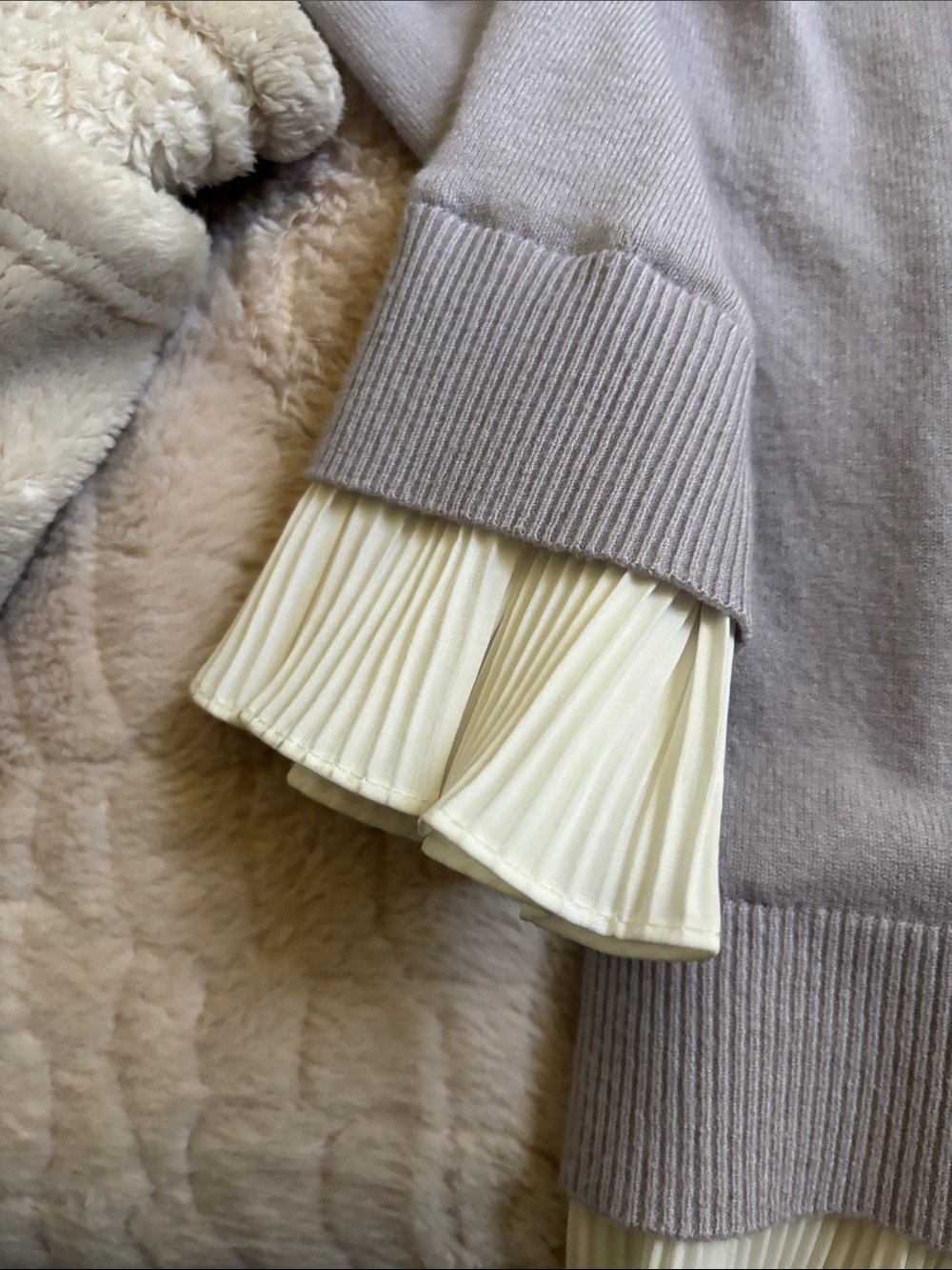 Women’s Lilac Layered-Ruffle Pullover with Cream Pleated Trim - Picture 6 of 8